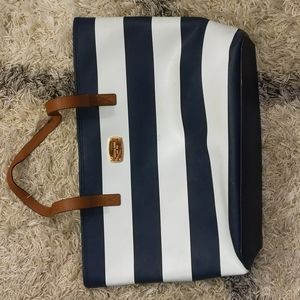 Blue and White striped Michael Kors tote
